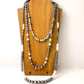 3 Strand Graduated Faux Navajo Pearl Necklace in Ivory