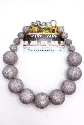 All Silver Pave Ball Necklace | Rockstar In Rome