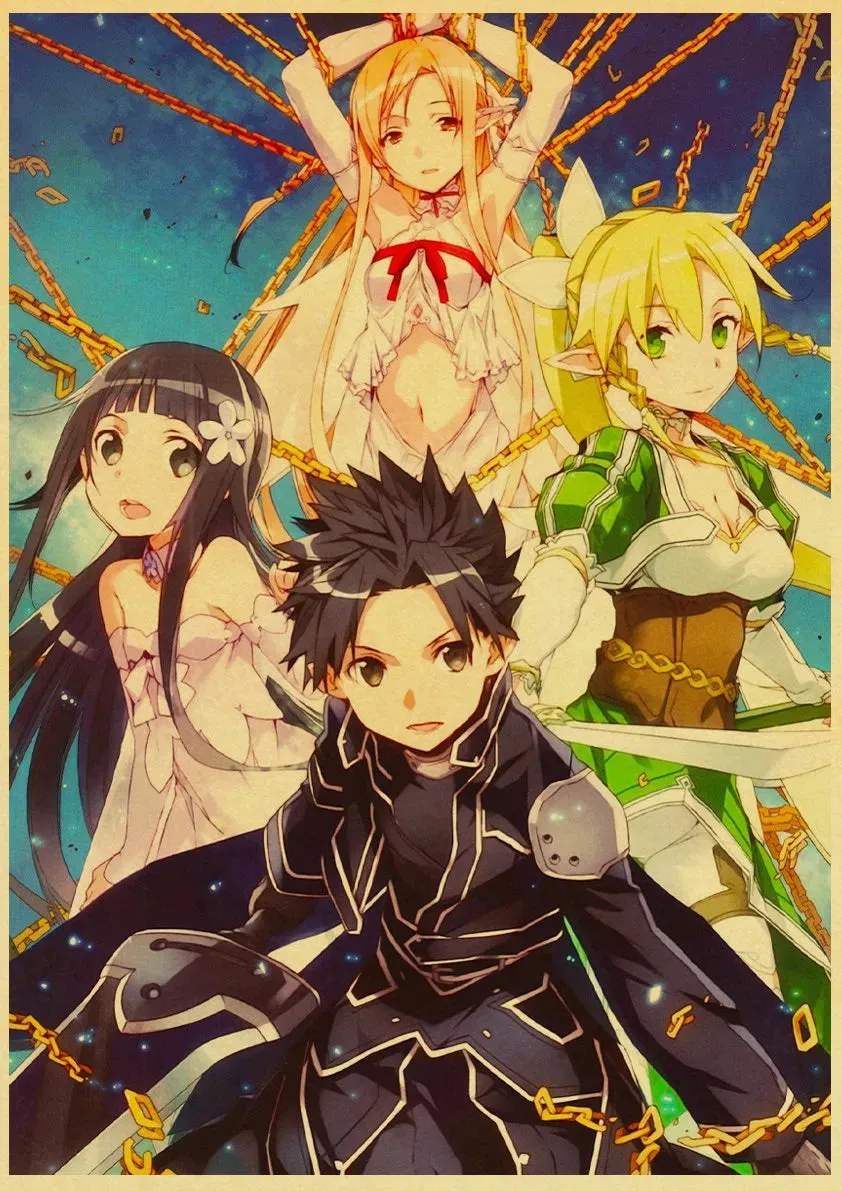 Anime Sword Art Online SAO Good Quality Painting Coated Poster White Paper For Home Bar Wall Decor