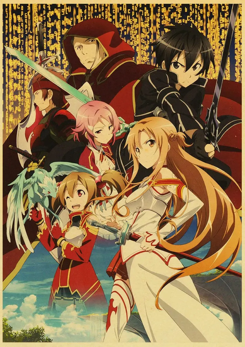 Anime Sword Art Online SAO Good Quality Painting Coated Poster White Paper For Home Bar Wall Decor