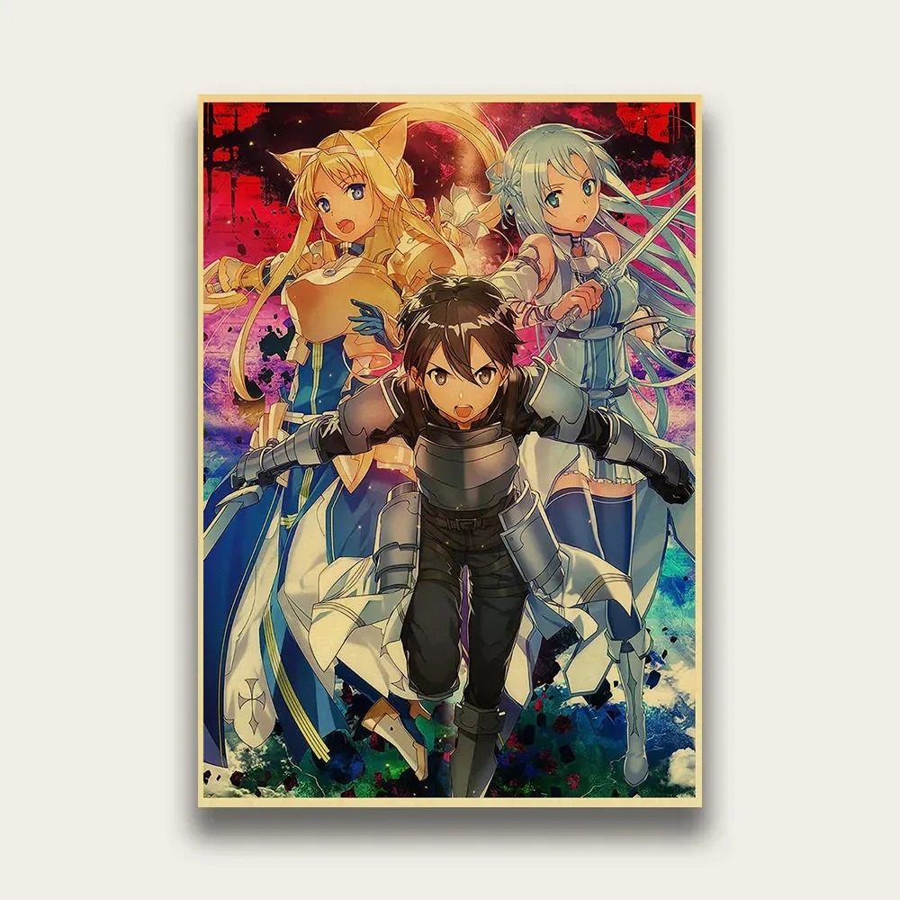 Anime Sword Art Online SAO Good Quality Painting Coated Poster White Paper For Home Bar Wall Decor