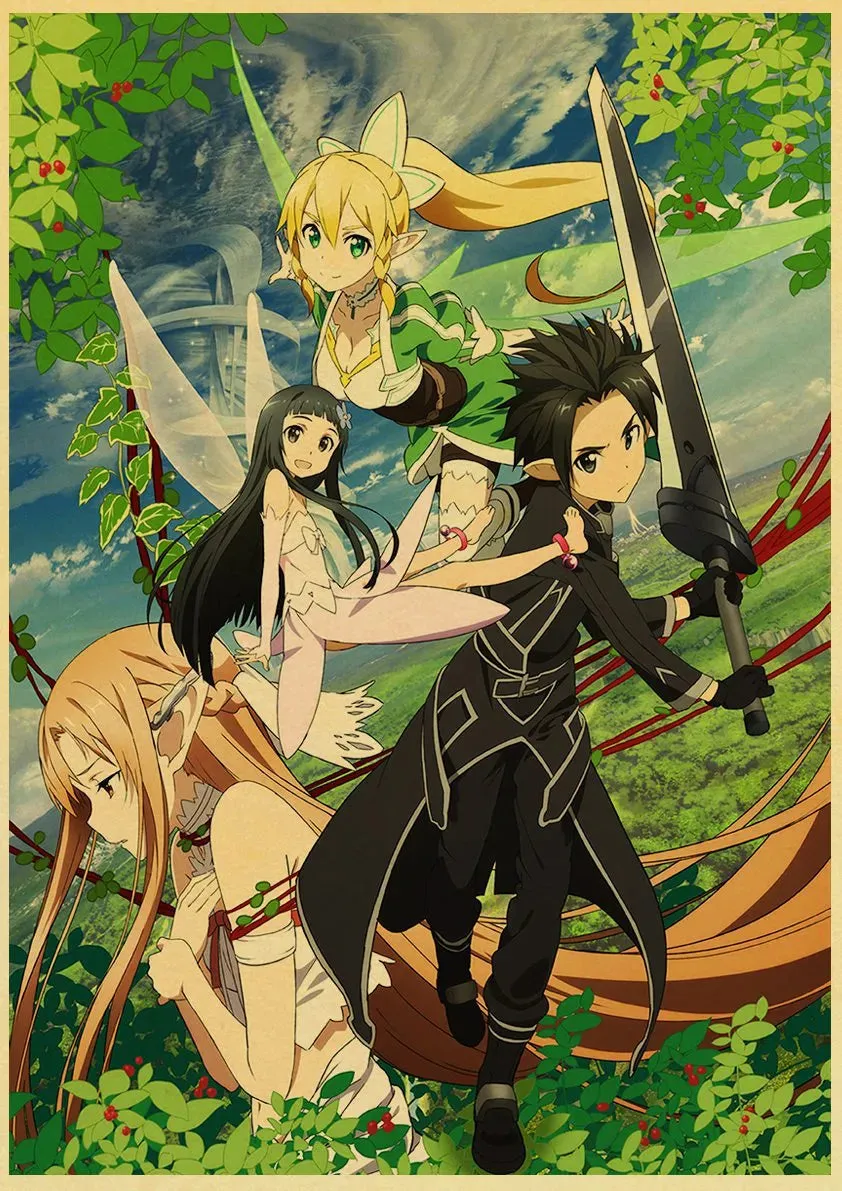 Anime Sword Art Online SAO Good Quality Painting Coated Poster White Paper For Home Bar Wall Decor