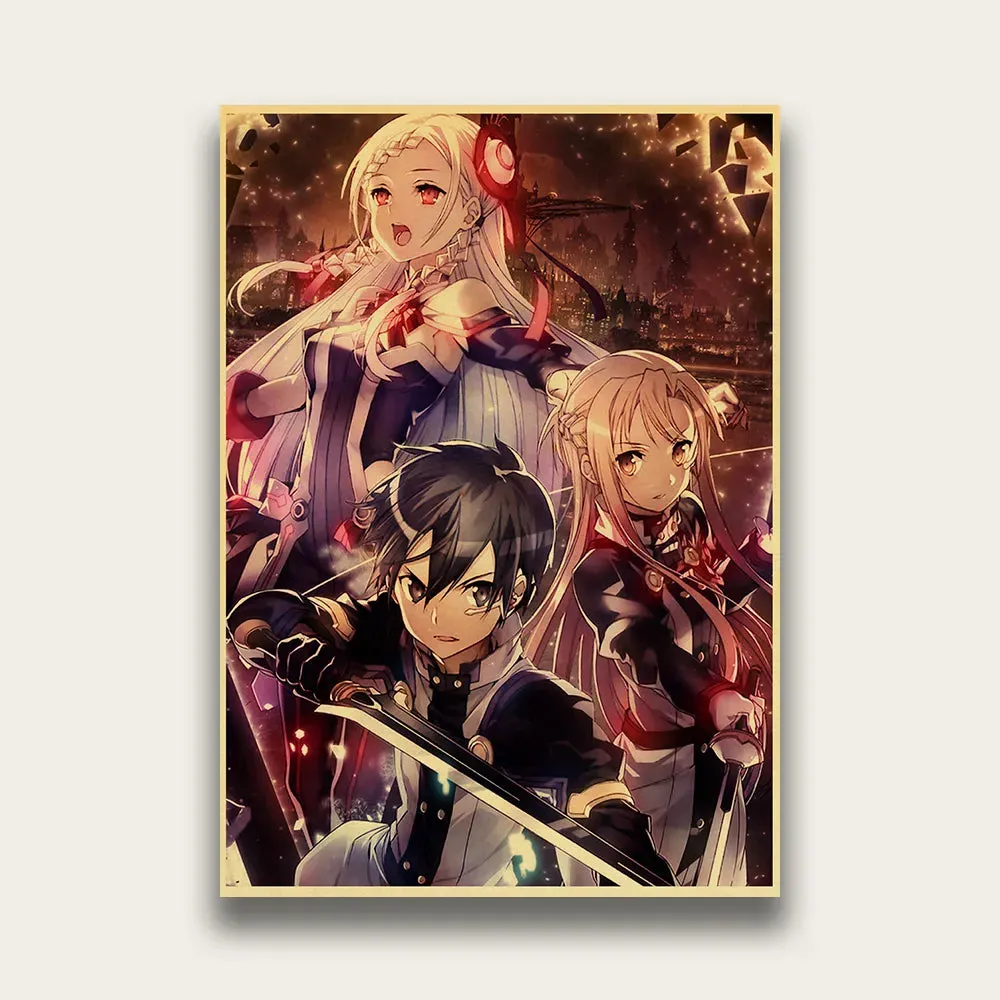 Anime Sword Art Online SAO Good Quality Painting Coated Poster White Paper For Home Bar Wall Decor