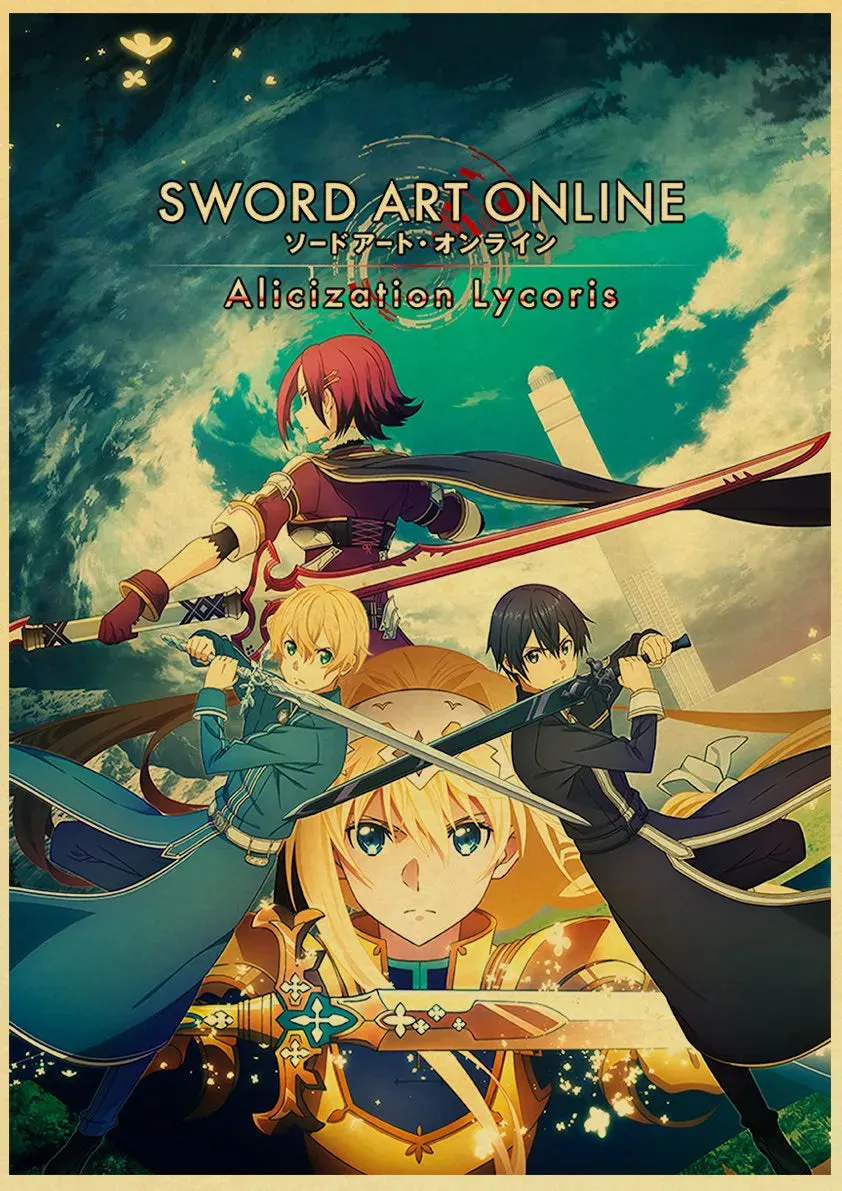 Anime Sword Art Online SAO Good Quality Painting Coated Poster White Paper For Home Bar Wall Decor