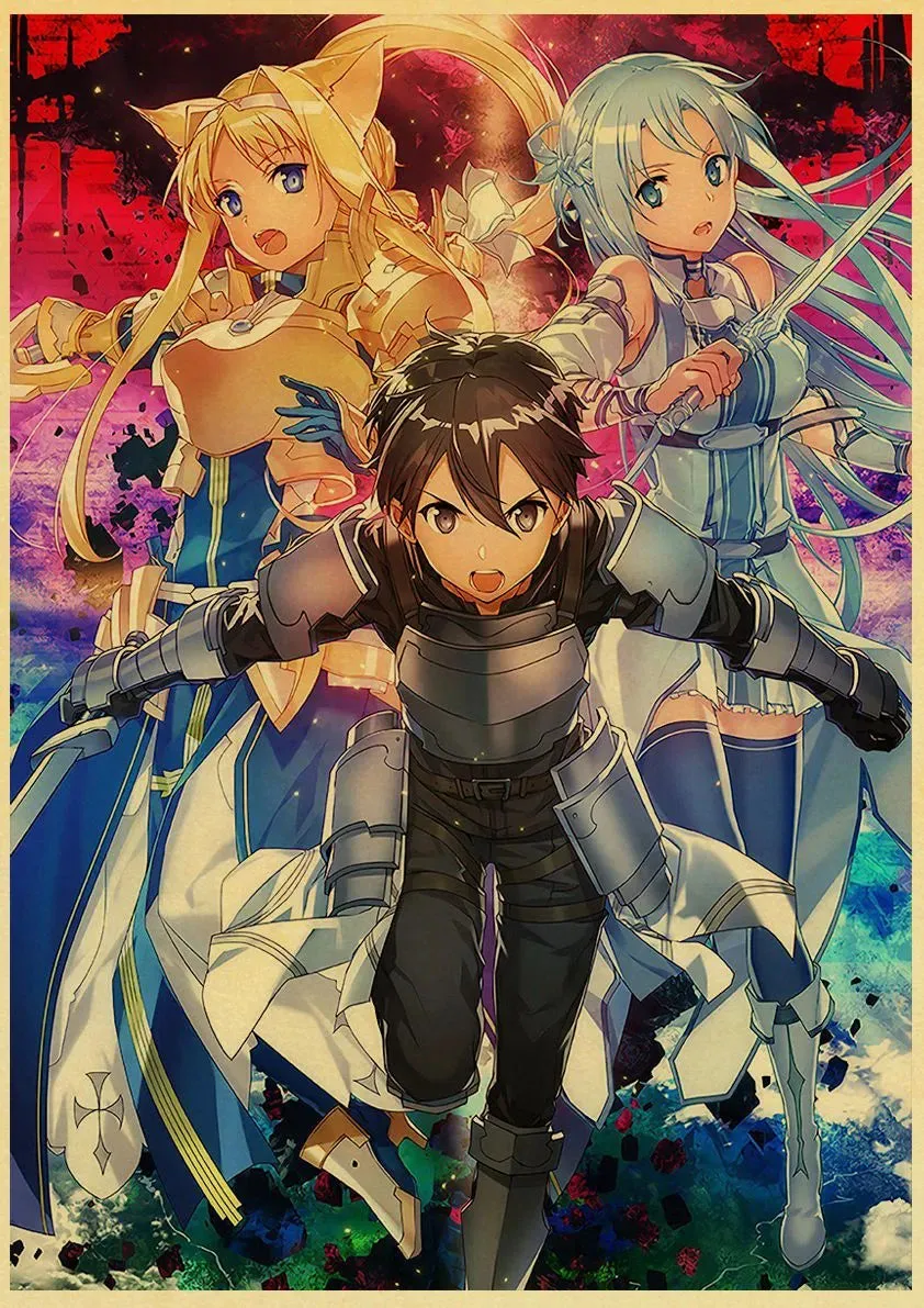 Anime Sword Art Online SAO Good Quality Painting Coated Poster White Paper For Home Bar Wall Decor