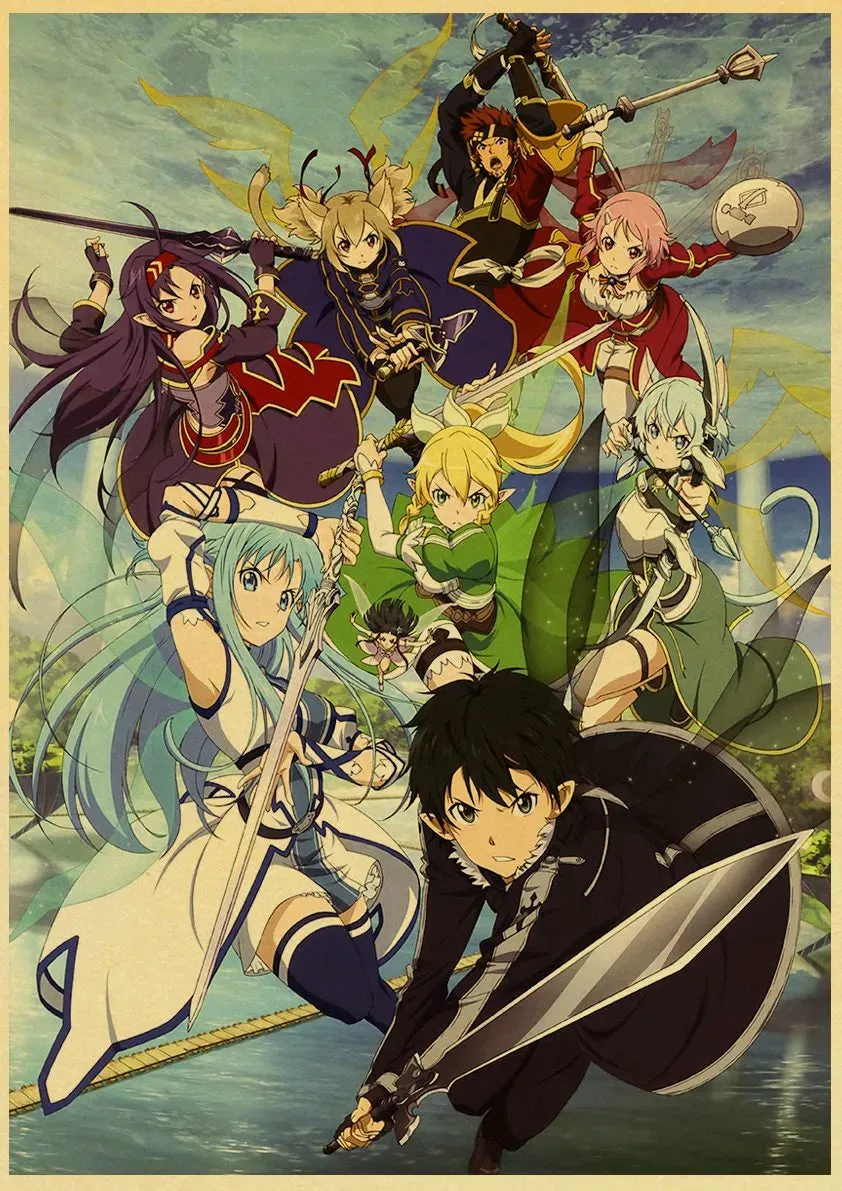 Anime Sword Art Online SAO Good Quality Painting Coated Poster White Paper For Home Bar Wall Decor