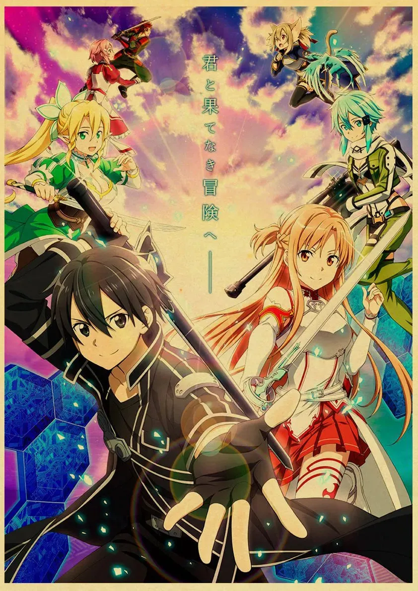 Anime Sword Art Online SAO Good Quality Painting Coated Poster White Paper For Home Bar Wall Decor