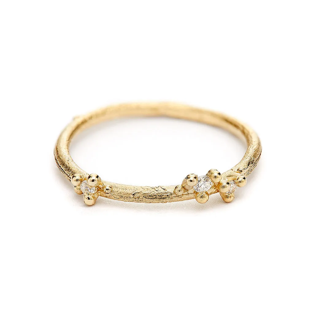 Asymmetric Diamond Encrusted Band - Small