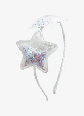 Bari Lynn Double Confetti Star Thin Headband in White