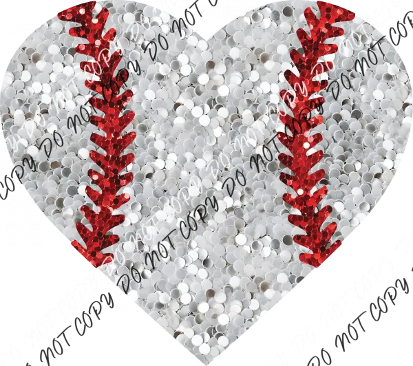 Baseball Heart (no word)Faux Sequin DTF Transfer