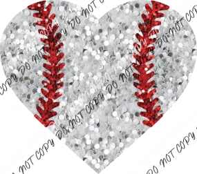 Baseball Heart (no word)Faux Sequin DTF Transfer