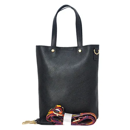 Black Faux Leather NGIL Bucket Handbag