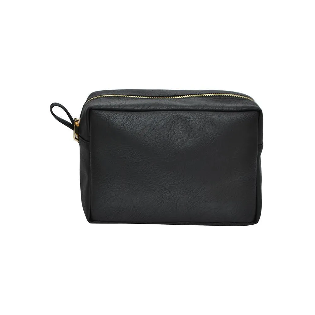 Black NGIL Faux Leather Large Cosmetic Travel Pouch