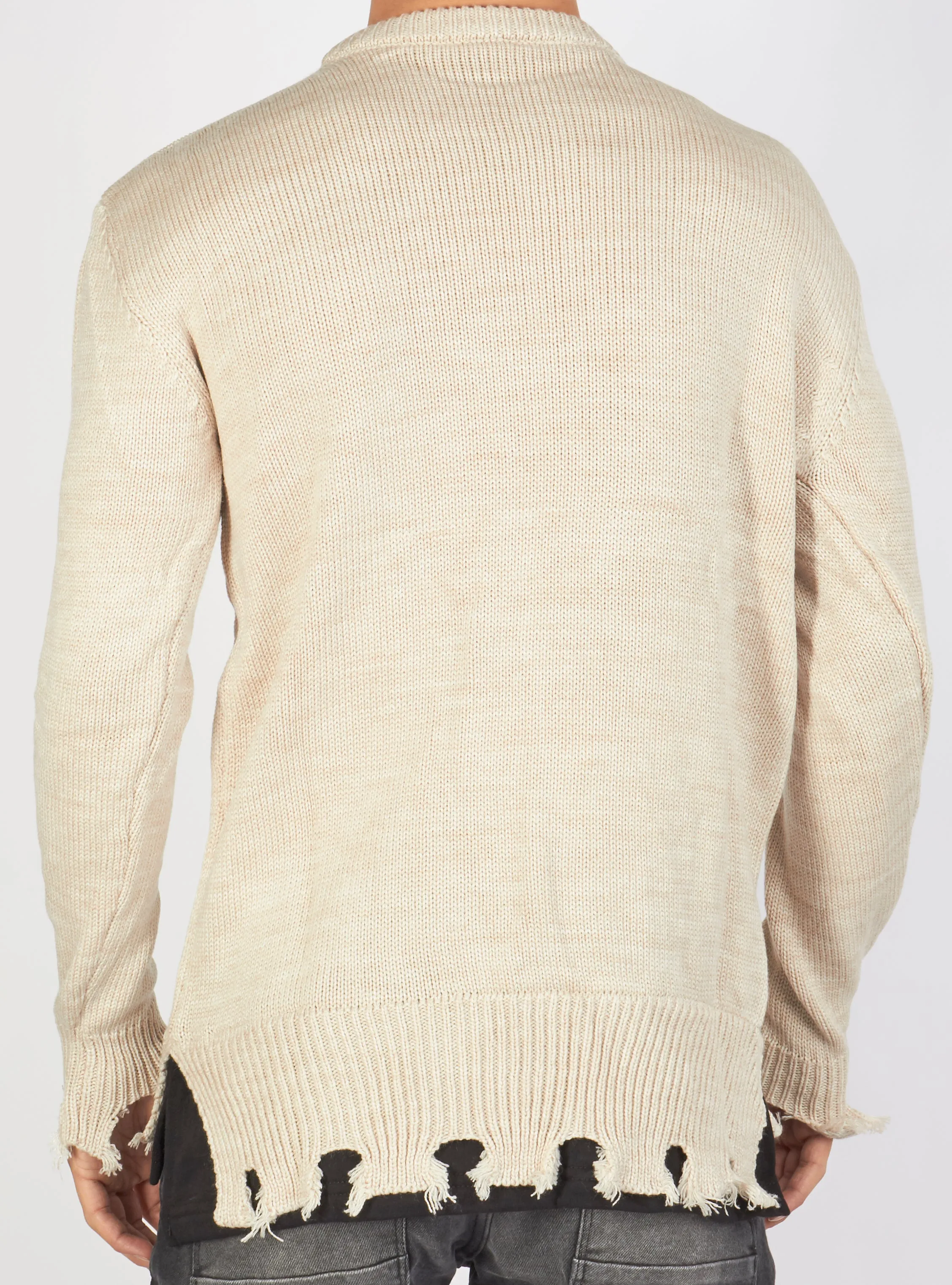 Buyer's Choice Sweater - Crew - Tan with Black - T3736