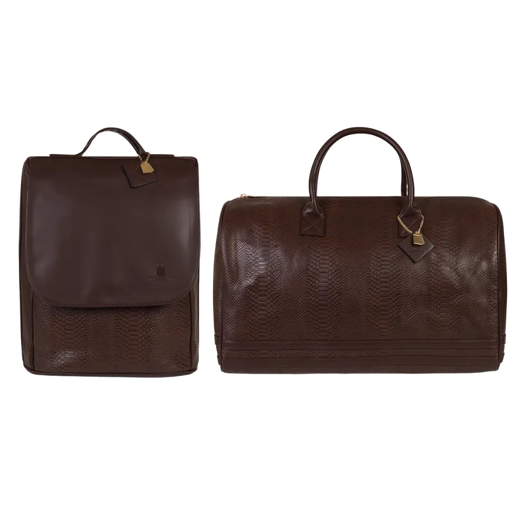 Chocolate Apollo 1 Faux Snakeskin Travel Set