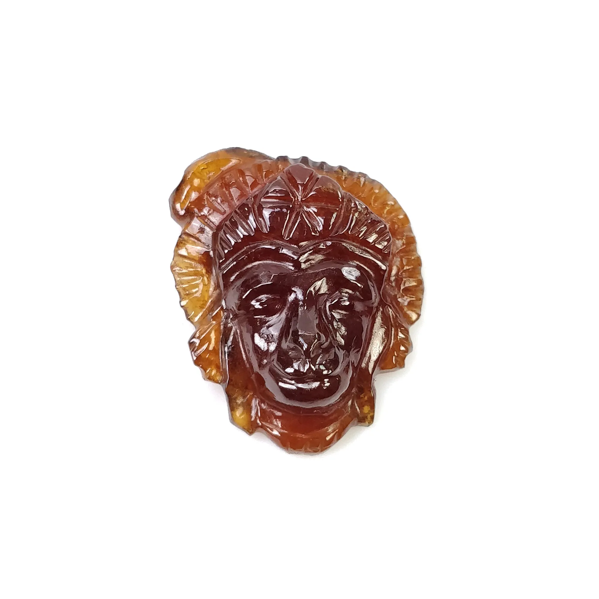 Cinnamon HESSONITE Garnet Gemstone Carving : 16.85cts Natural Untreated Hessonite Hand Carved LORD HANUMAN 20*17mm (With Video)