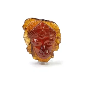 Cinnamon HESSONITE Garnet Gemstone Carving : 16.85cts Natural Untreated Hessonite Hand Carved LORD HANUMAN 20*17mm (With Video)