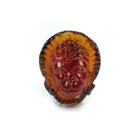 Cinnamon HESSONITE Garnet Gemstone Carving : 39.60cts Natural Untreated Hessonite Hand Carved LORD HANUMAN 24*20mm (With Video)