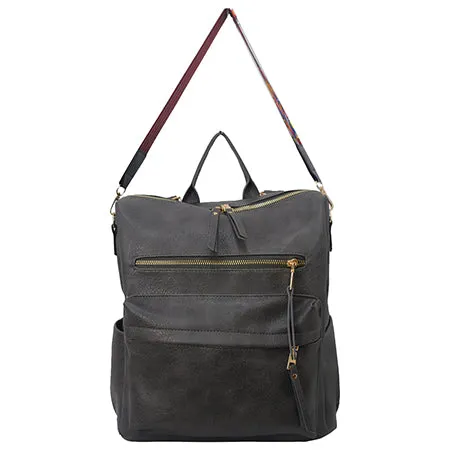 Dark Gray Faux Leather NGIL Shoulder Backpack