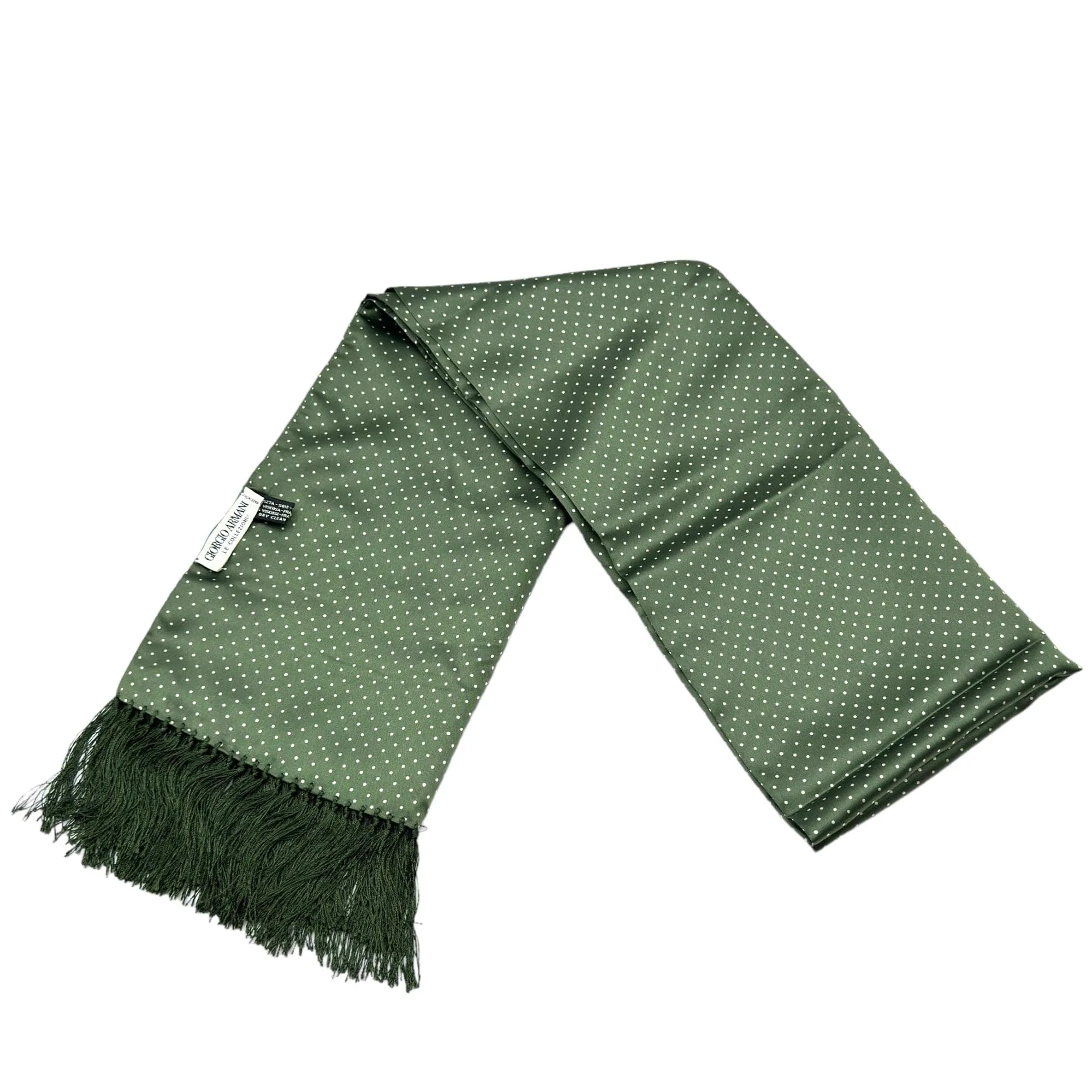 GIORGIO ARMANI "Le Collezioni" Polka Dot Silk Scarf - Hunter Green