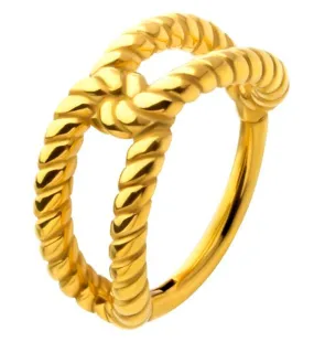 Gold PVD Lasso Linked Stainless Steel Hinged Segment Ring