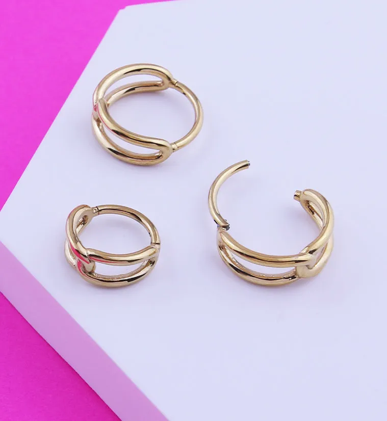 Gold PVD Linked Stainless Steel Hinged Segment Ring