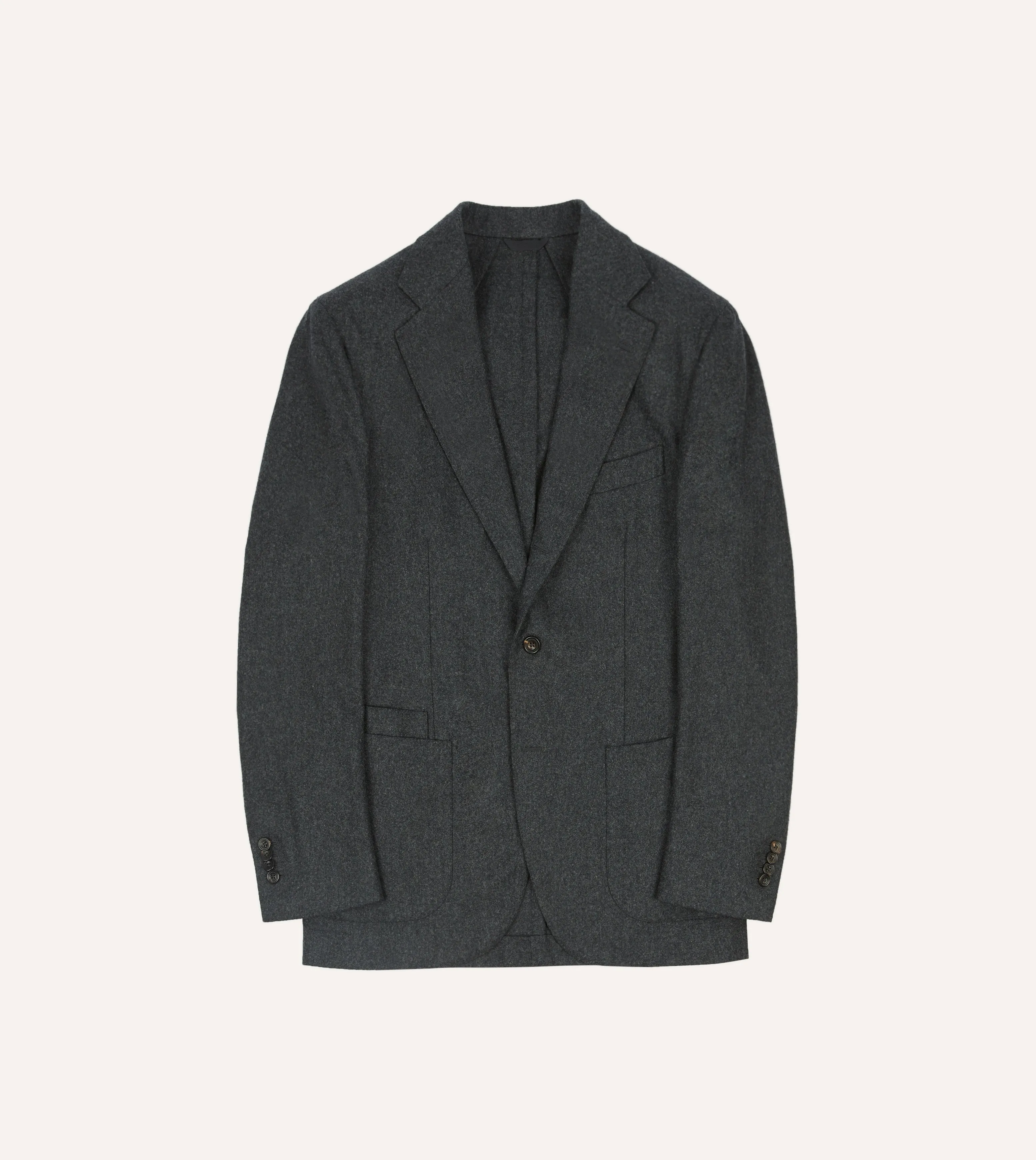 Grey Wool Flannel Tailored Jacket