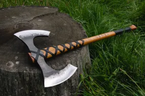 Hand-Forged Double-Edged Axe Havamal