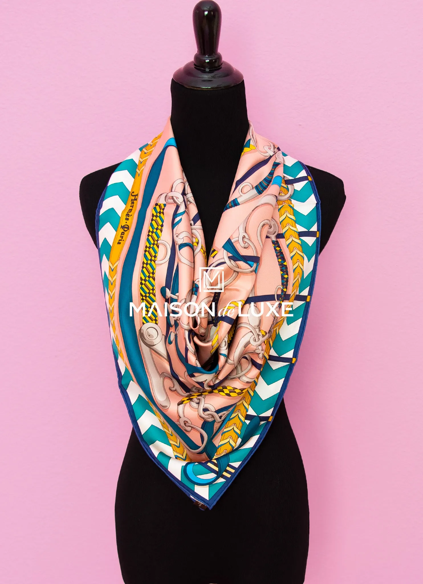 Hermes "Panoplie Equestre" Poudre Twill Silk 90 cm Scarf