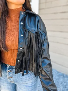 Lets Ride Fringe Faux Leather Jacket