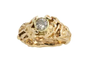 Organic nugget style ring with diamond