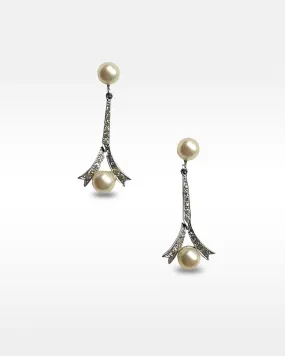 Panetta Faux Pearl and Rhinestone Clip Earrings