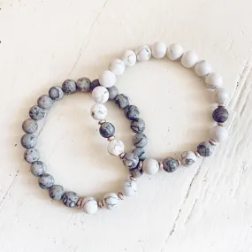 patience // howlite and picasso jasper mala bead bracelet