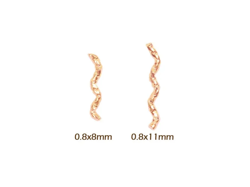 Rose Gold Wavy Twisted Tube Metal Studs - 50 pcs (0.8x8/11mm)