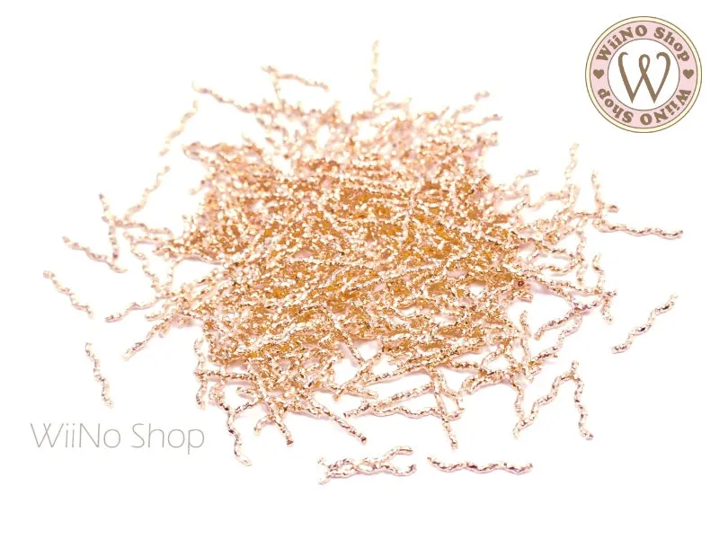 Rose Gold Wavy Twisted Tube Metal Studs - 50 pcs (0.8x8/11mm)