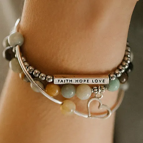 Shell | Stone Beaded Charm Bracelet | Amazonite - Courage