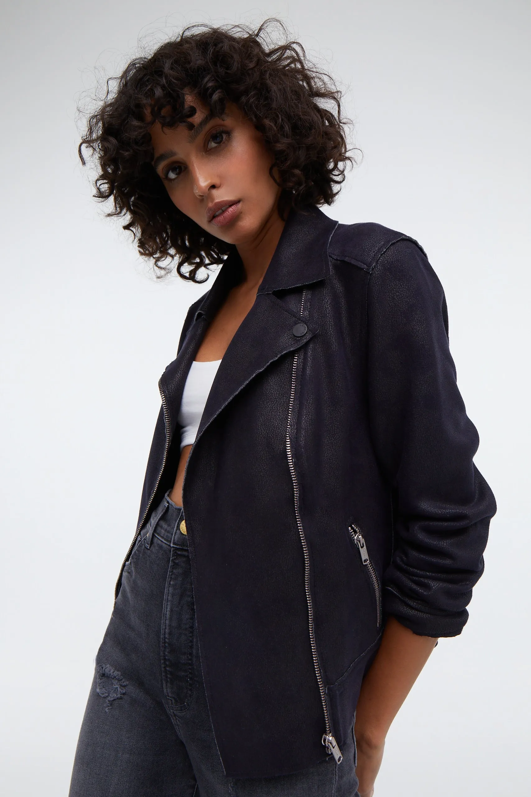 Tabitha Vegan Suede Moto Jacket