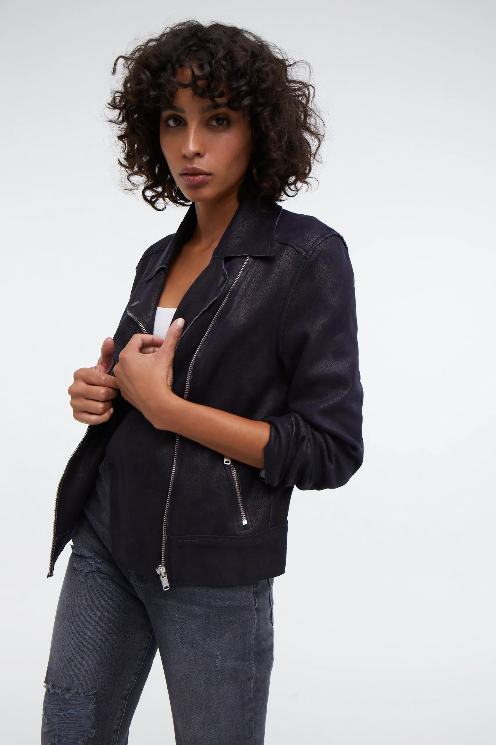 Tabitha Vegan Suede Moto Jacket