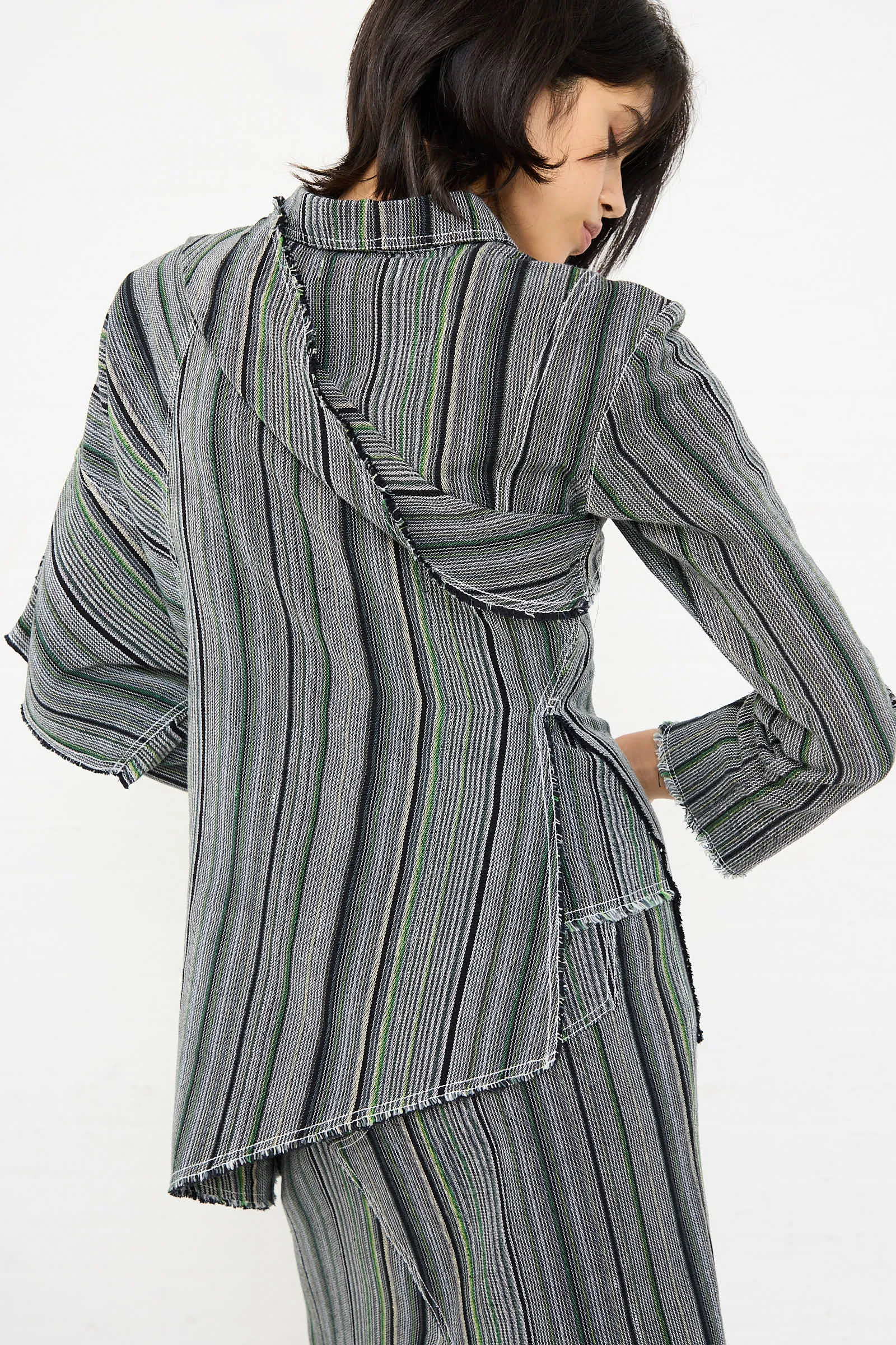 Tela De Raya Loom Weave Asymmetric Top in Humbug Stripe