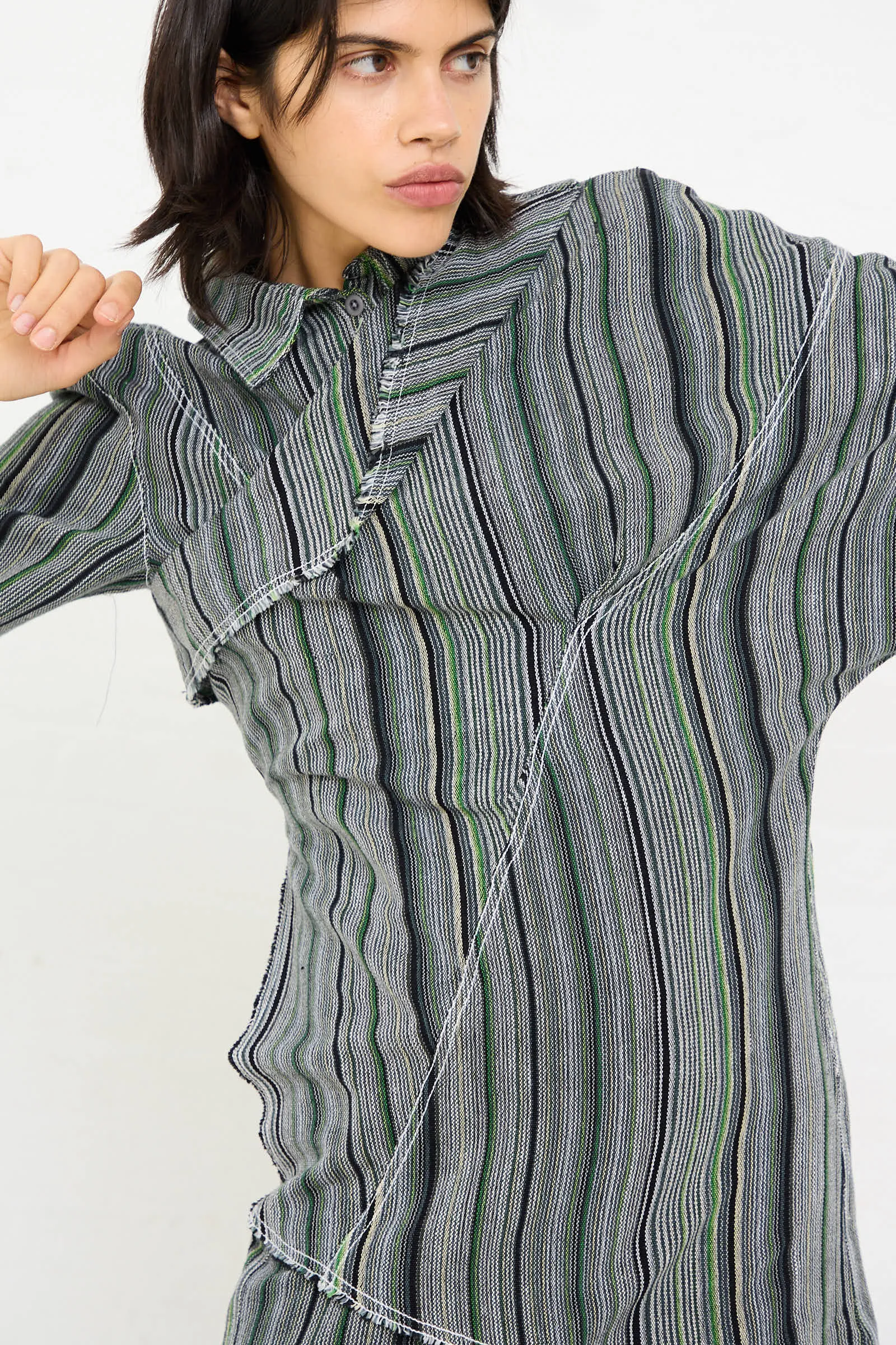 Tela De Raya Loom Weave Asymmetric Top in Humbug Stripe