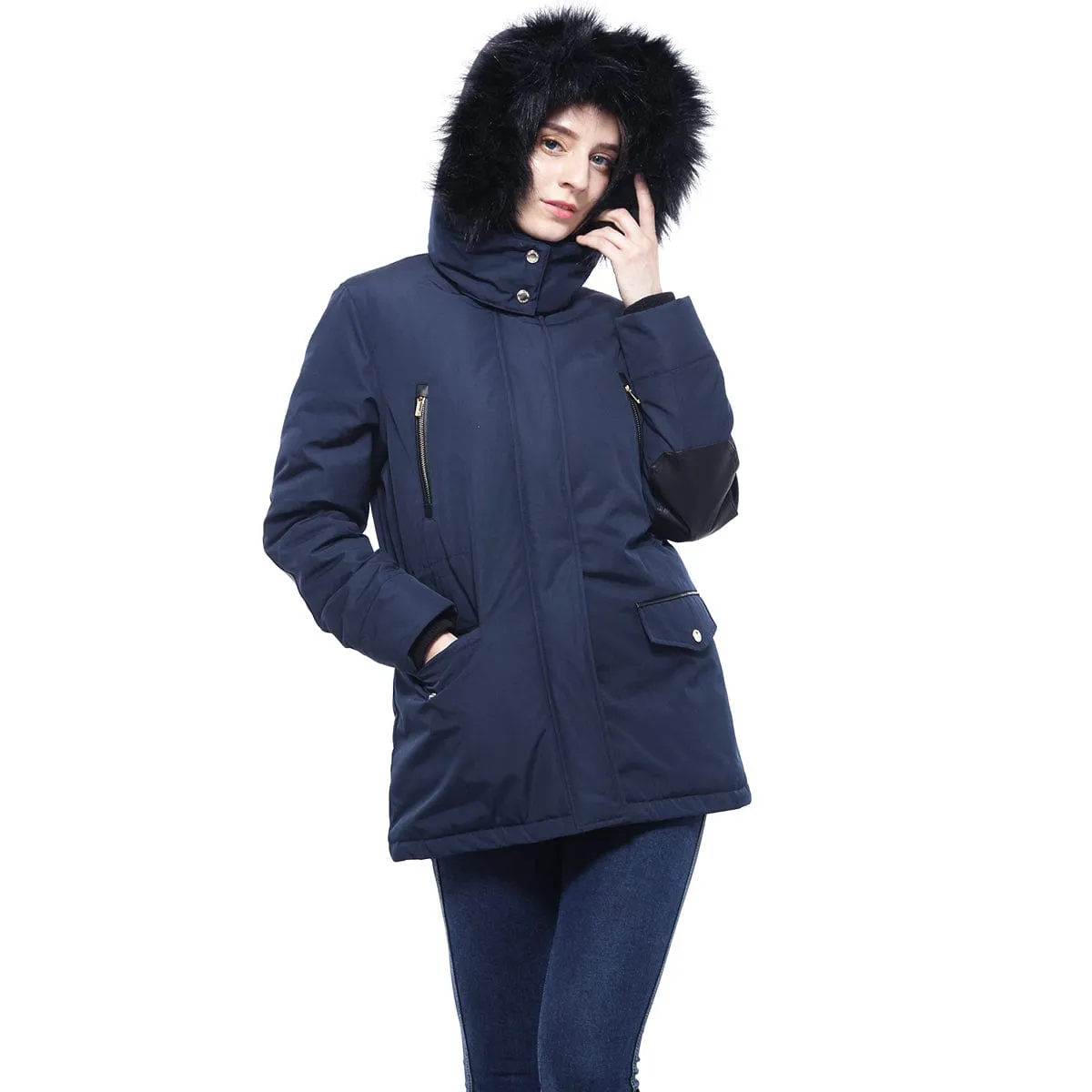 Women's Parka Jacket with Faux Fur Hood